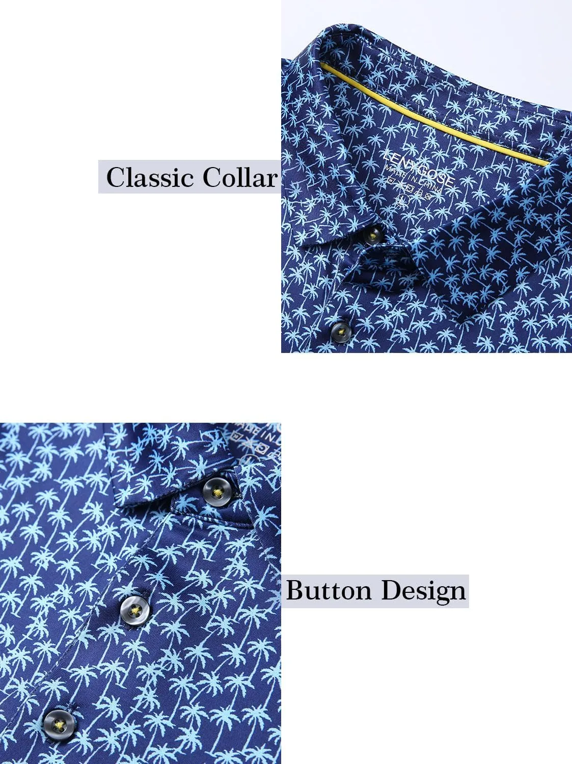 Mens Golf Polo Shirts Short Sleeve Print Performance Moisture Wicking Dry Fit Collared Golf Shirts for Men