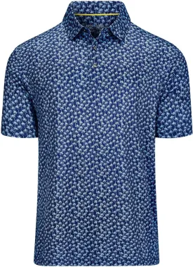 Mens Golf Polo Shirts Short Sleeve Print Performance Moisture Wicking Dry Fit Collared Golf Shirts for Men