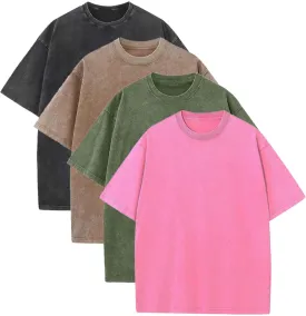 Men's Vintage Oversized T-Shirts Acid Wash Gym Shirt Short Sleeve Cotton Tee