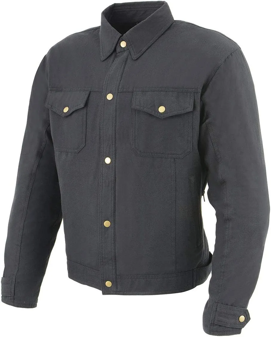Milwaukee Leather MPM1623 Men's Black CE Armored Long Sleeve Biker Shirt Jacket Reinforced w/Aramid Fibers