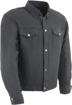 Milwaukee Leather MPM1623 Men's Black CE Armored Long Sleeve Biker Shirt Jacket Reinforced w/Aramid Fibers
