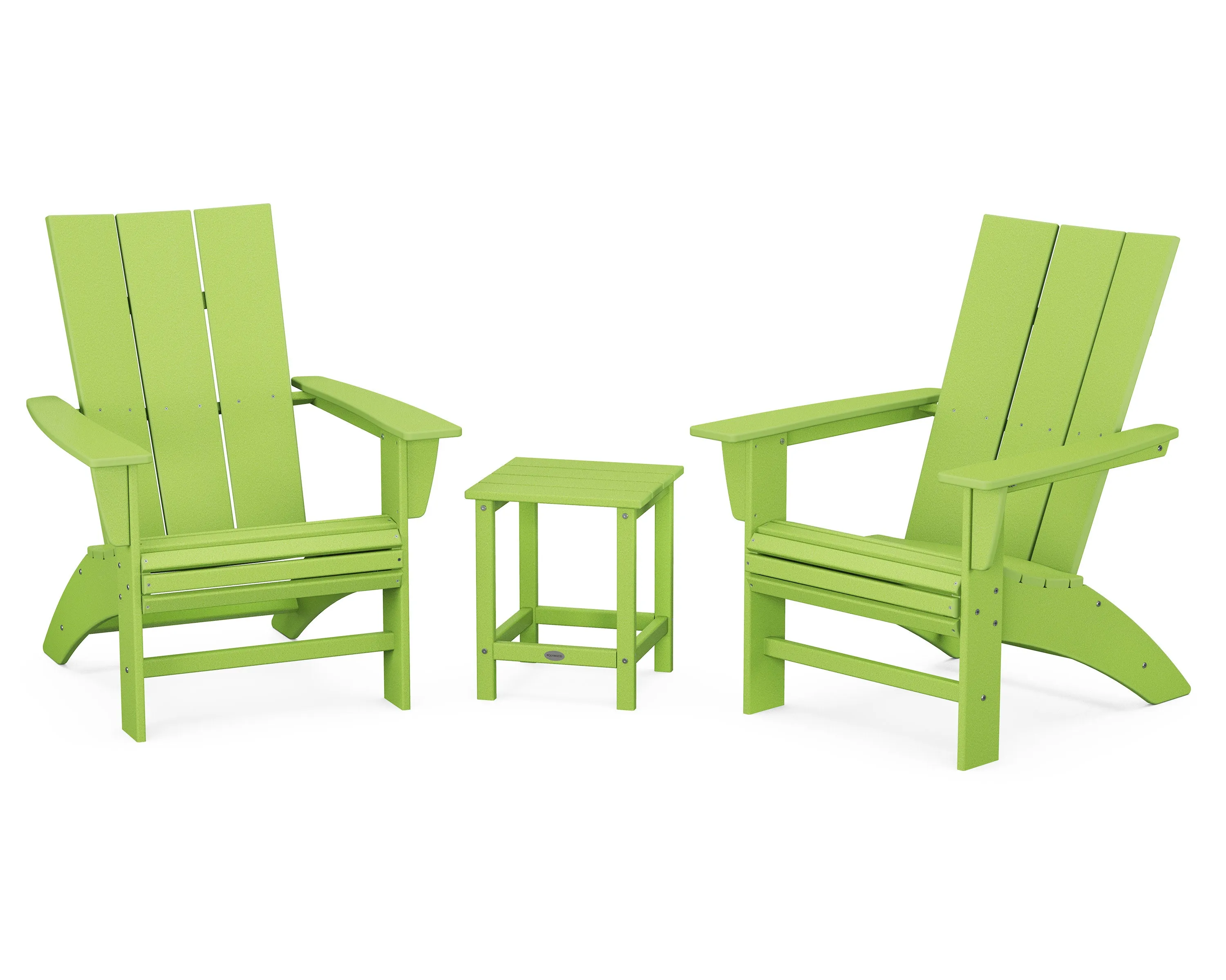 Modern 3-Piece Curveback Adirondack Set with Long Island 18" Side Table
