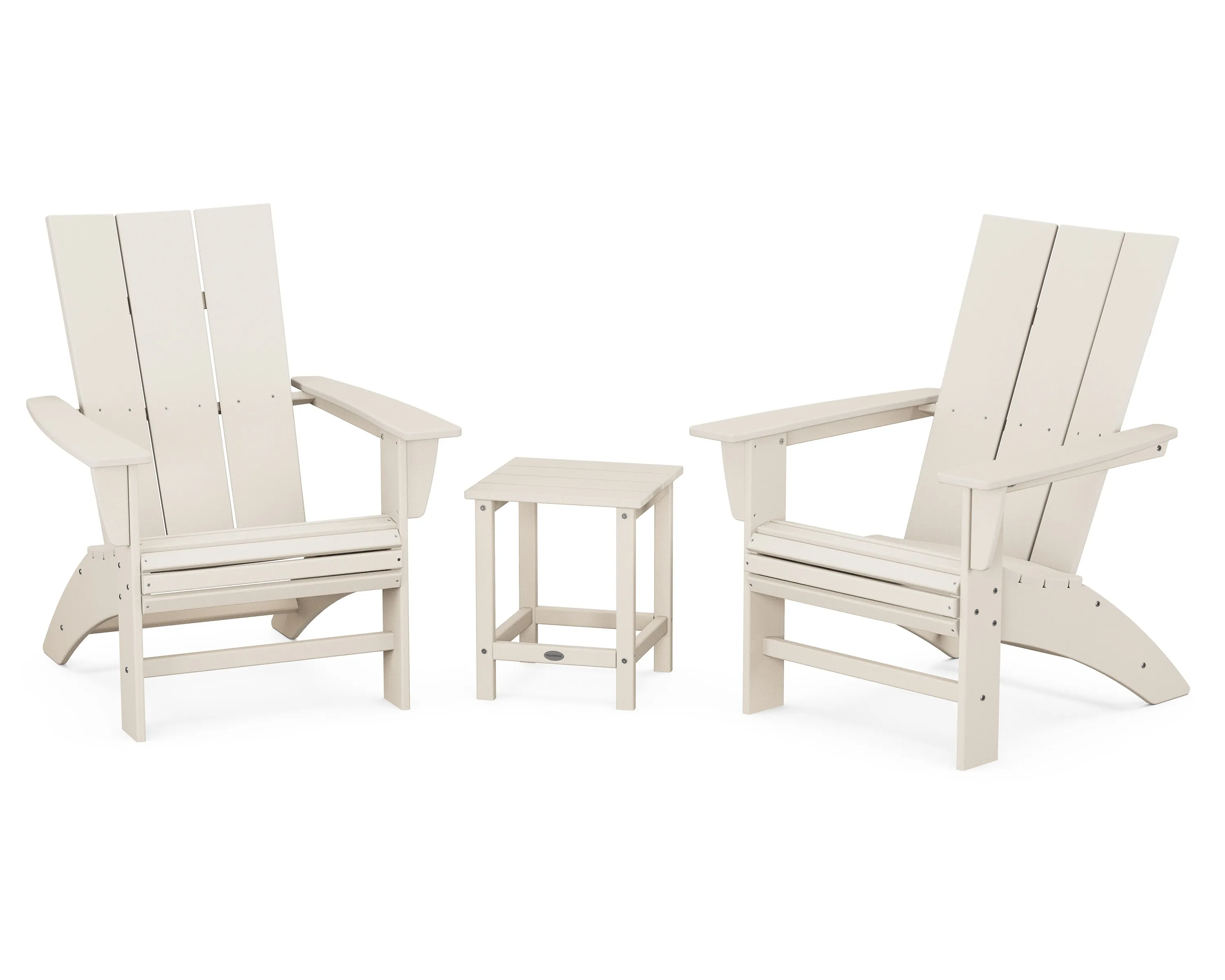 Modern 3-Piece Curveback Adirondack Set with Long Island 18" Side Table