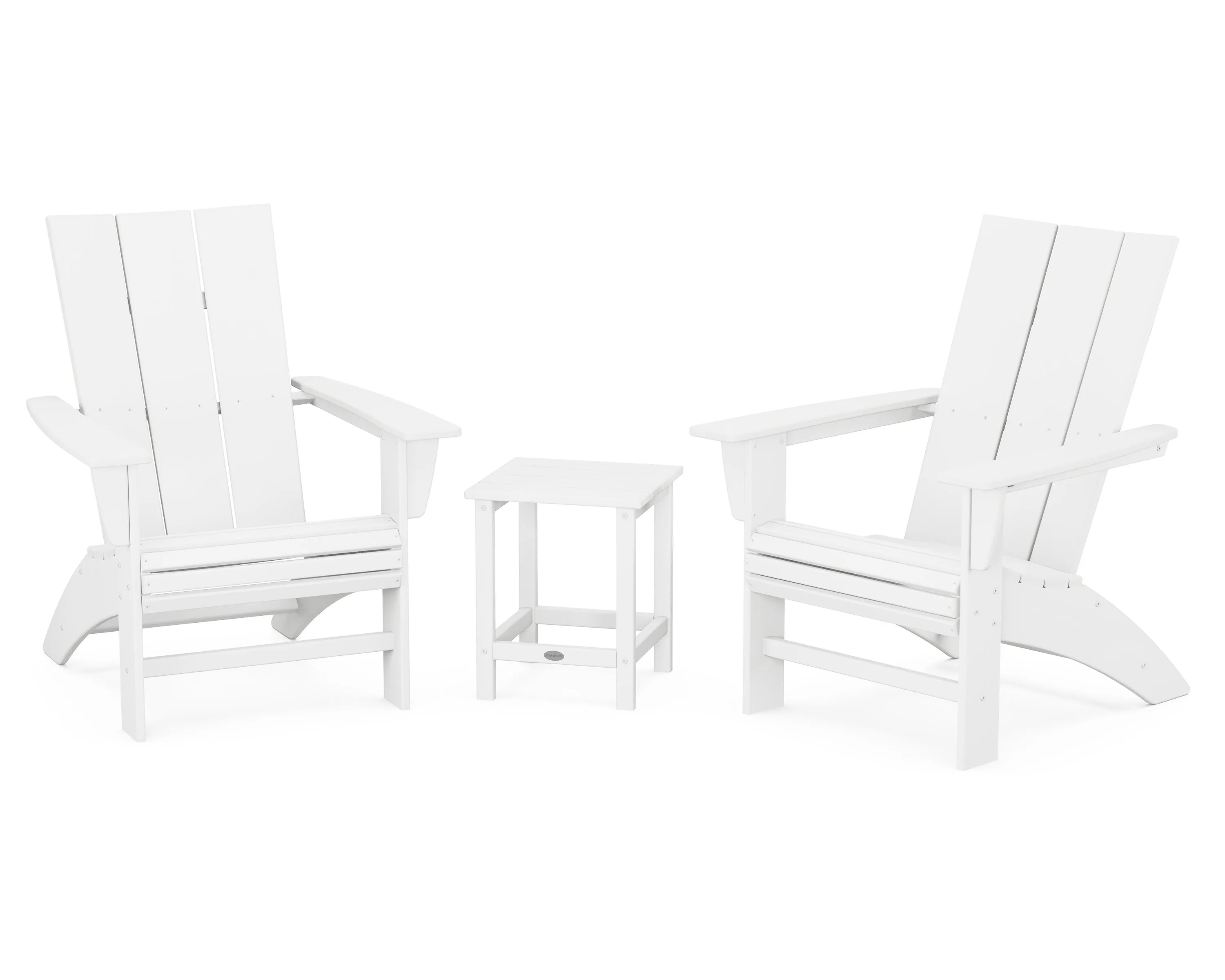 Modern 3-Piece Curveback Adirondack Set with Long Island 18" Side Table