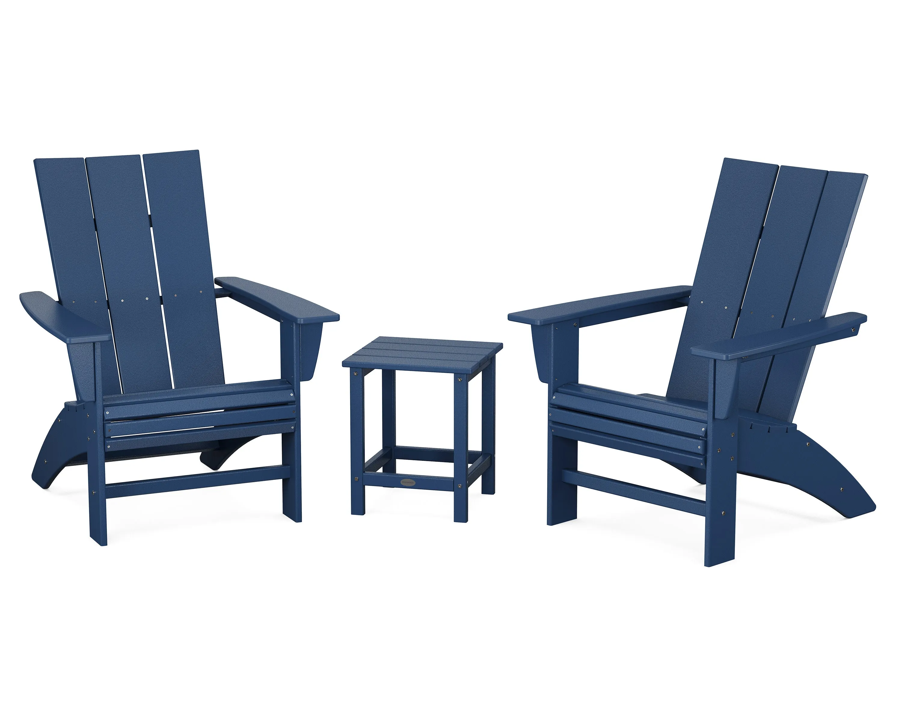 Modern 3-Piece Curveback Adirondack Set with Long Island 18" Side Table