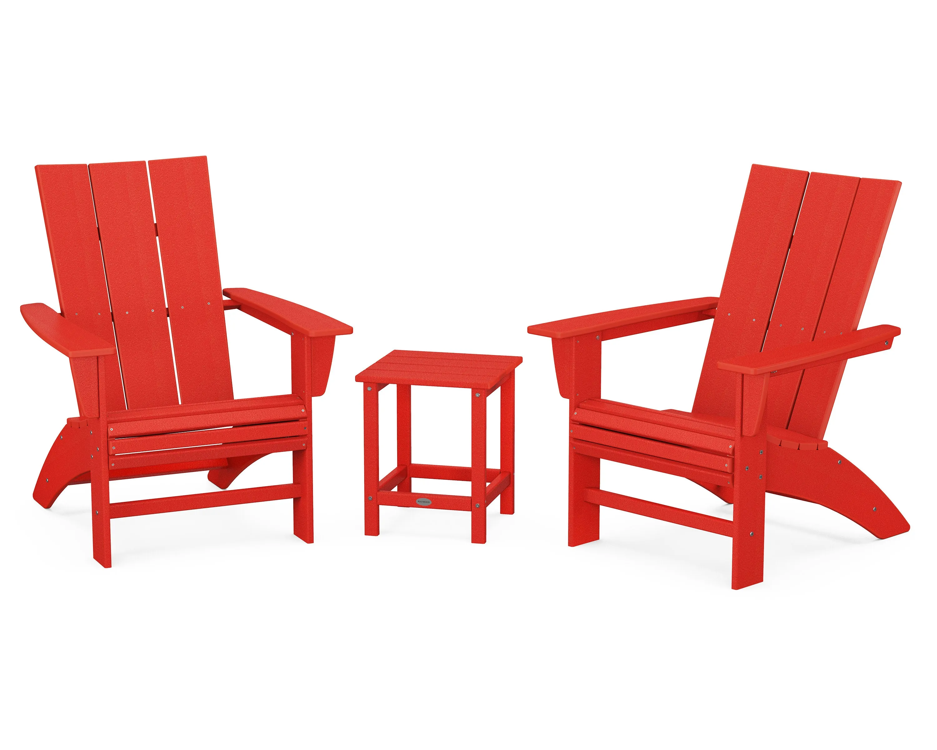 Modern 3-Piece Curveback Adirondack Set with Long Island 18" Side Table
