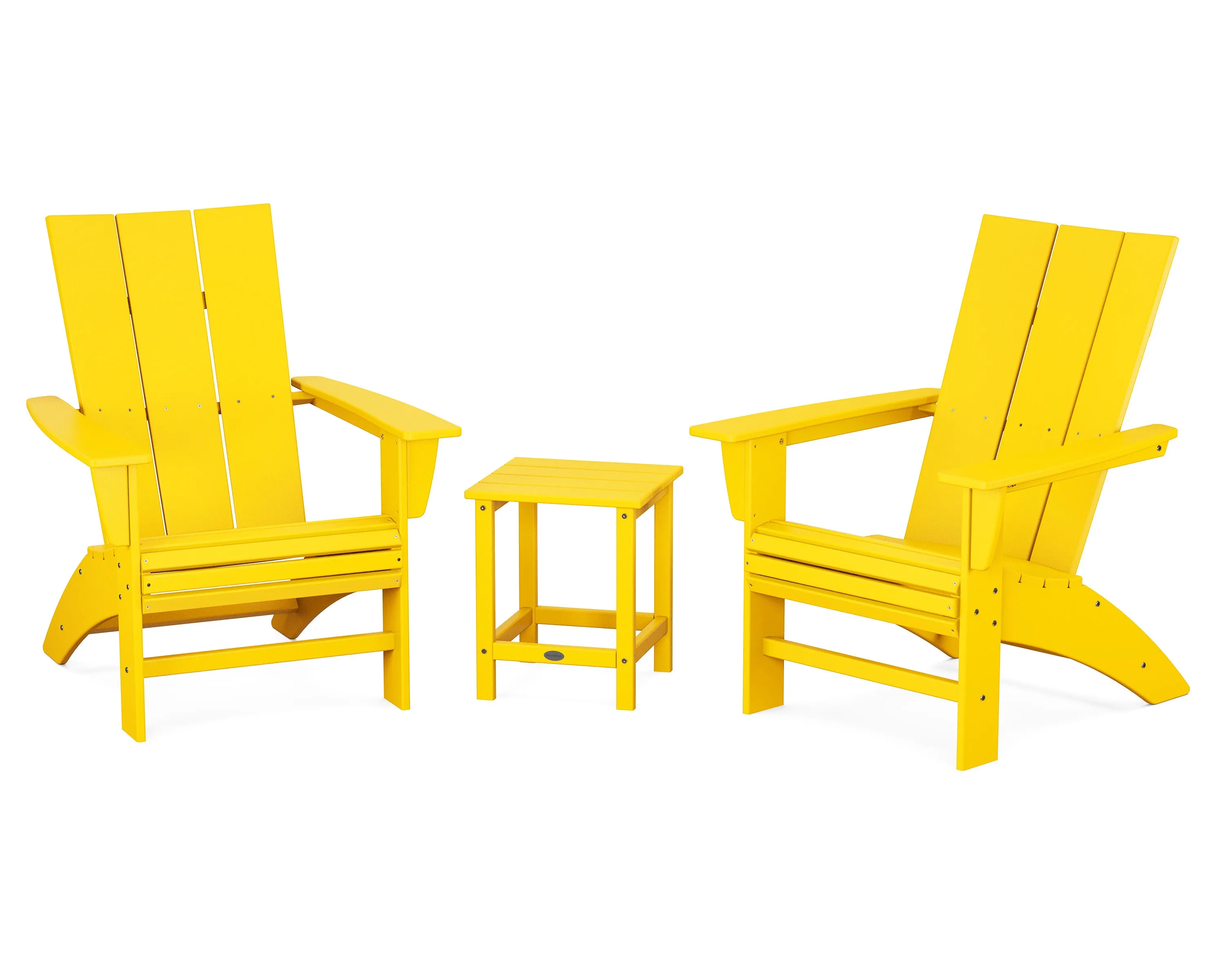 Modern 3-Piece Curveback Adirondack Set with Long Island 18" Side Table