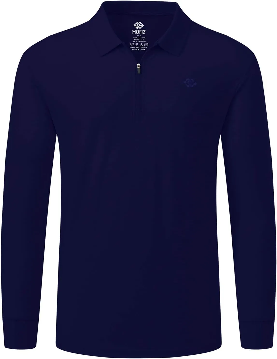 MoFiz Men's Long Sleeve Golf Shirt Quarter Zip Sport Polo Shirt Athletic Fit