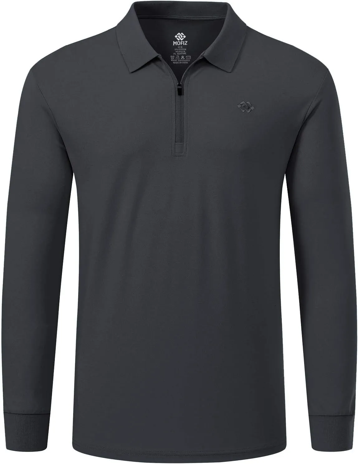 MoFiz Men's Long Sleeve Golf Shirt Quarter Zip Sport Polo Shirt Athletic Fit