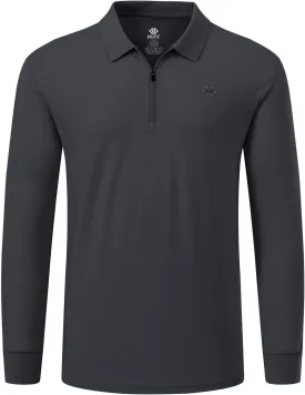MoFiz Men's Long Sleeve Golf Shirt Quarter Zip Sport Polo Shirt Athletic Fit