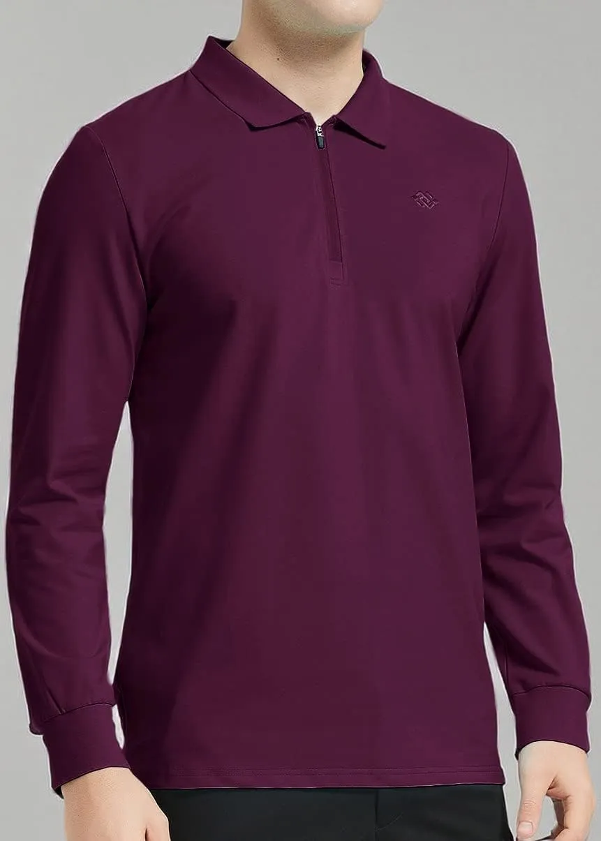 MoFiz Men's Long Sleeve Golf Shirt Quarter Zip Sport Polo Shirt Athletic Fit