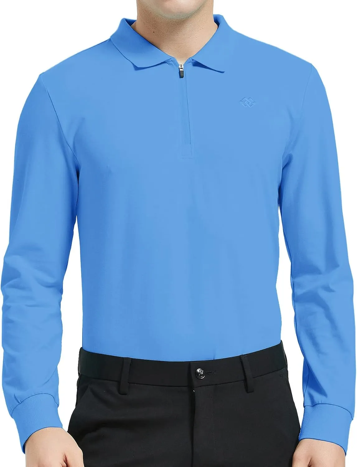 MoFiz Men's Long Sleeve Golf Shirt Quarter Zip Sport Polo Shirt Athletic Fit