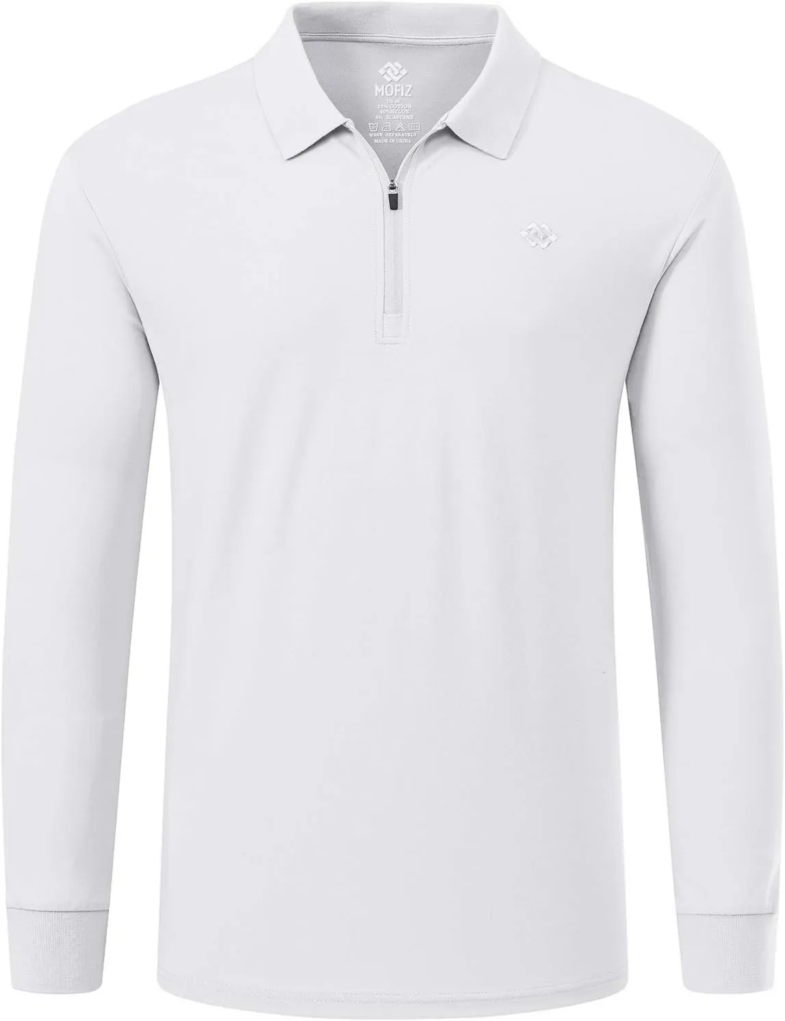 MoFiz Men's Long Sleeve Golf Shirt Quarter Zip Sport Polo Shirt Athletic Fit