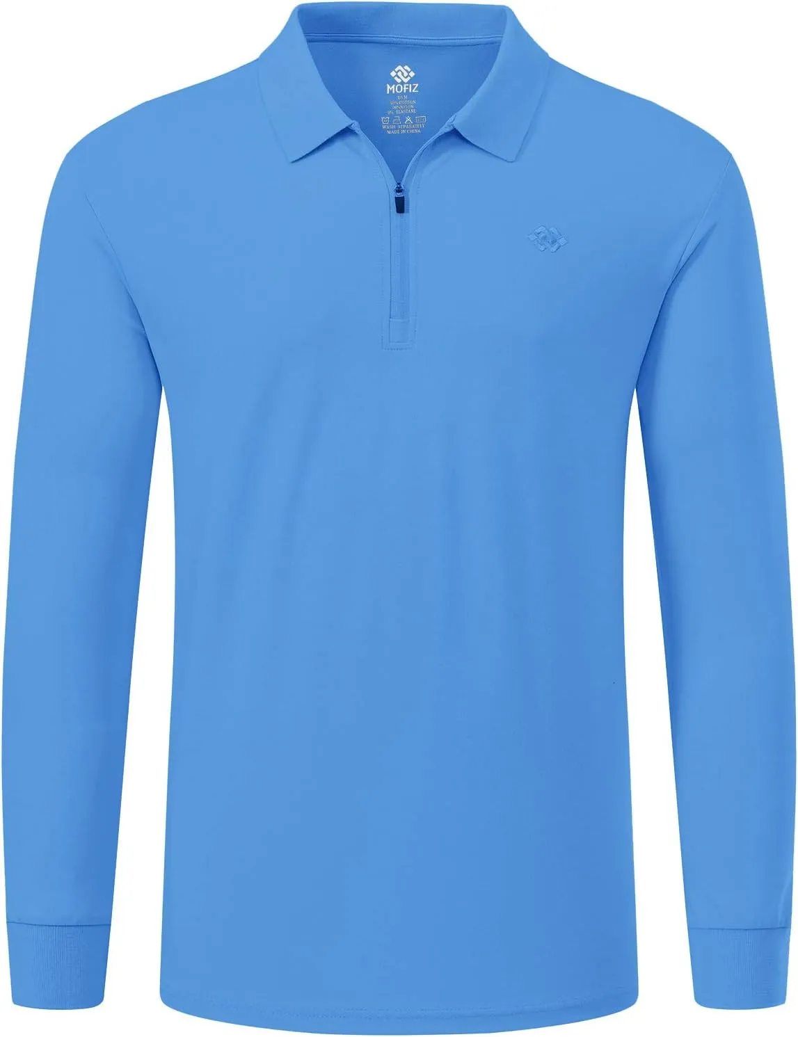 MoFiz Men's Long Sleeve Golf Shirt Quarter Zip Sport Polo Shirt Athletic Fit