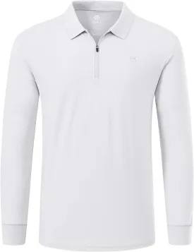 MoFiz Men's Long Sleeve Golf Shirt Quarter Zip Sport Polo Shirt Athletic Fit