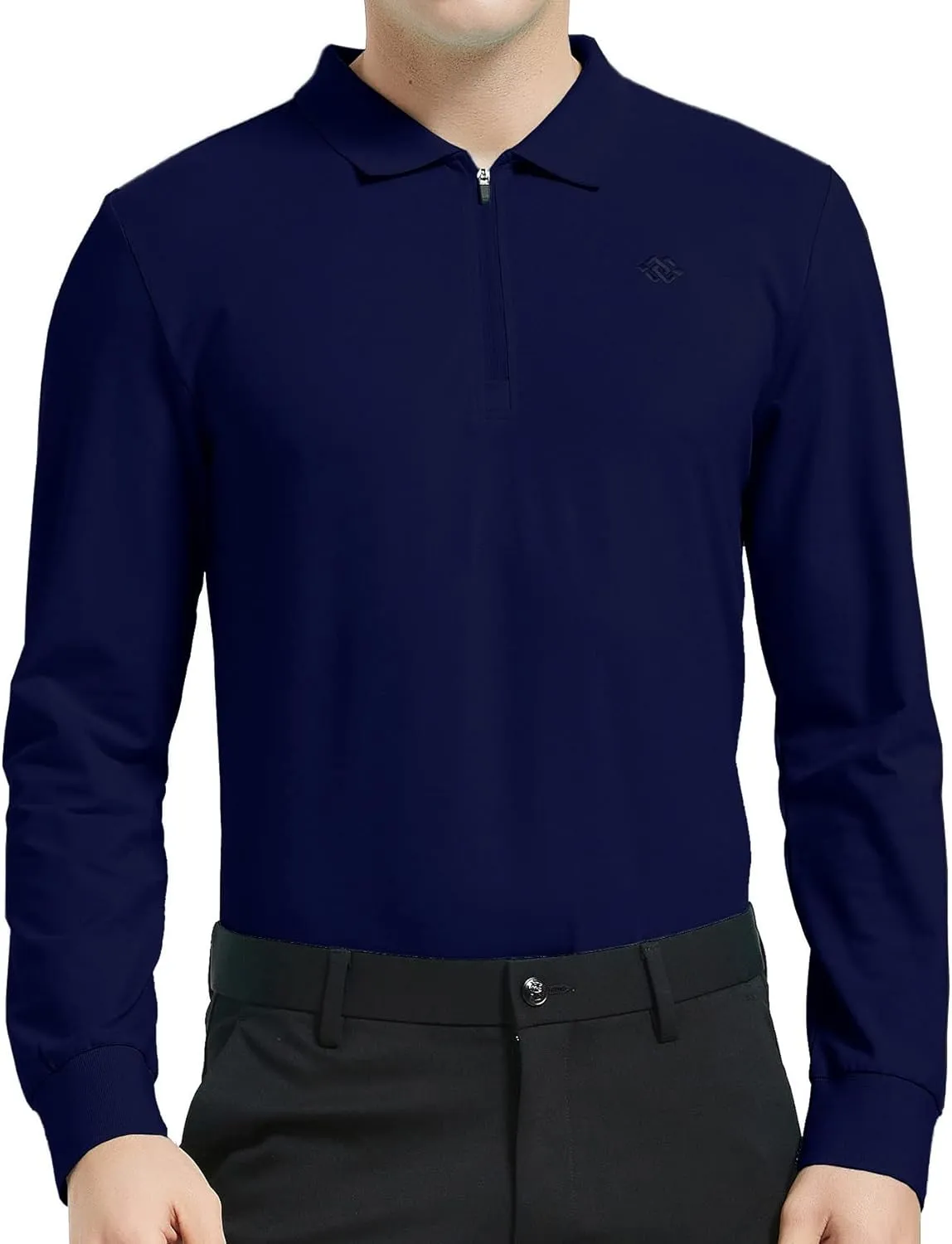 MoFiz Men's Long Sleeve Golf Shirt Quarter Zip Sport Polo Shirt Athletic Fit