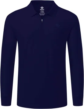 MoFiz Men's Long Sleeve Golf Shirt Quarter Zip Sport Polo Shirt Athletic Fit