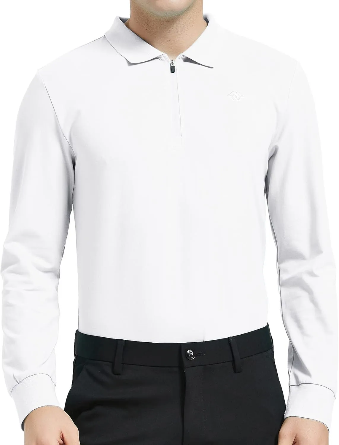 MoFiz Men's Long Sleeve Golf Shirt Quarter Zip Sport Polo Shirt Athletic Fit