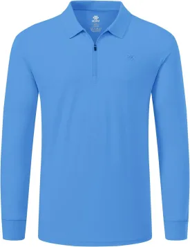 MoFiz Men's Long Sleeve Golf Shirt Quarter Zip Sport Polo Shirt Athletic Fit