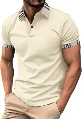 Polo Shirts for Men Short Sleeve Button Down Collar Gradient Tees Casual Business Work Tshirt Summer Golf Tops