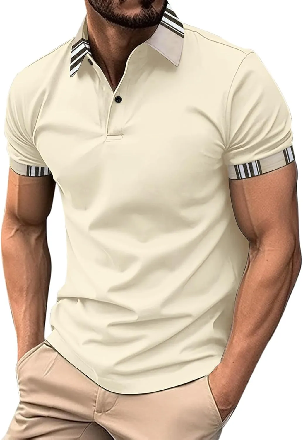 Polo Shirts for Men Short Sleeve Button Down Collar Gradient Tees Casual Business Work Tshirt Summer Golf Tops