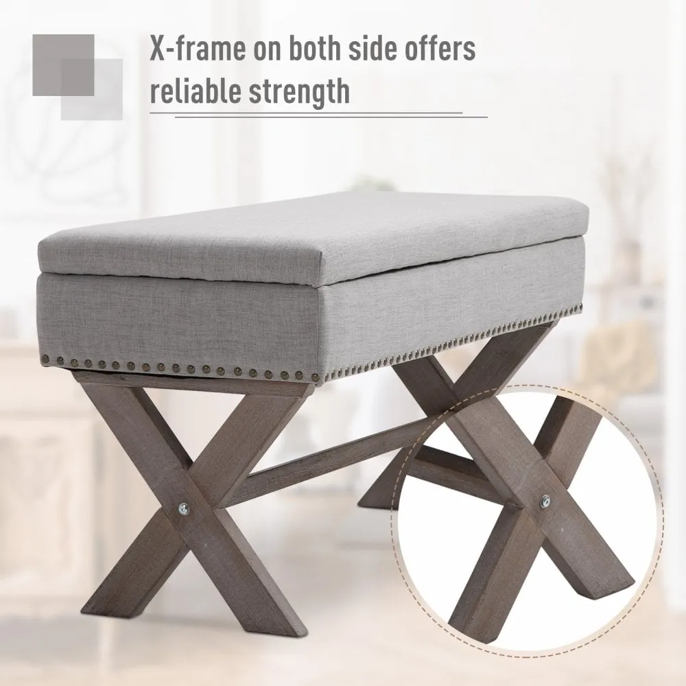 Polyester Upholstered Ottoman Stool Grey