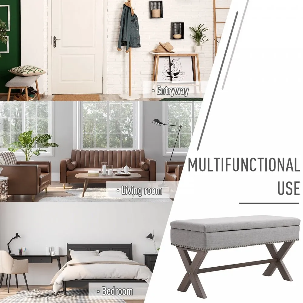 Polyester Upholstered Ottoman Stool Grey