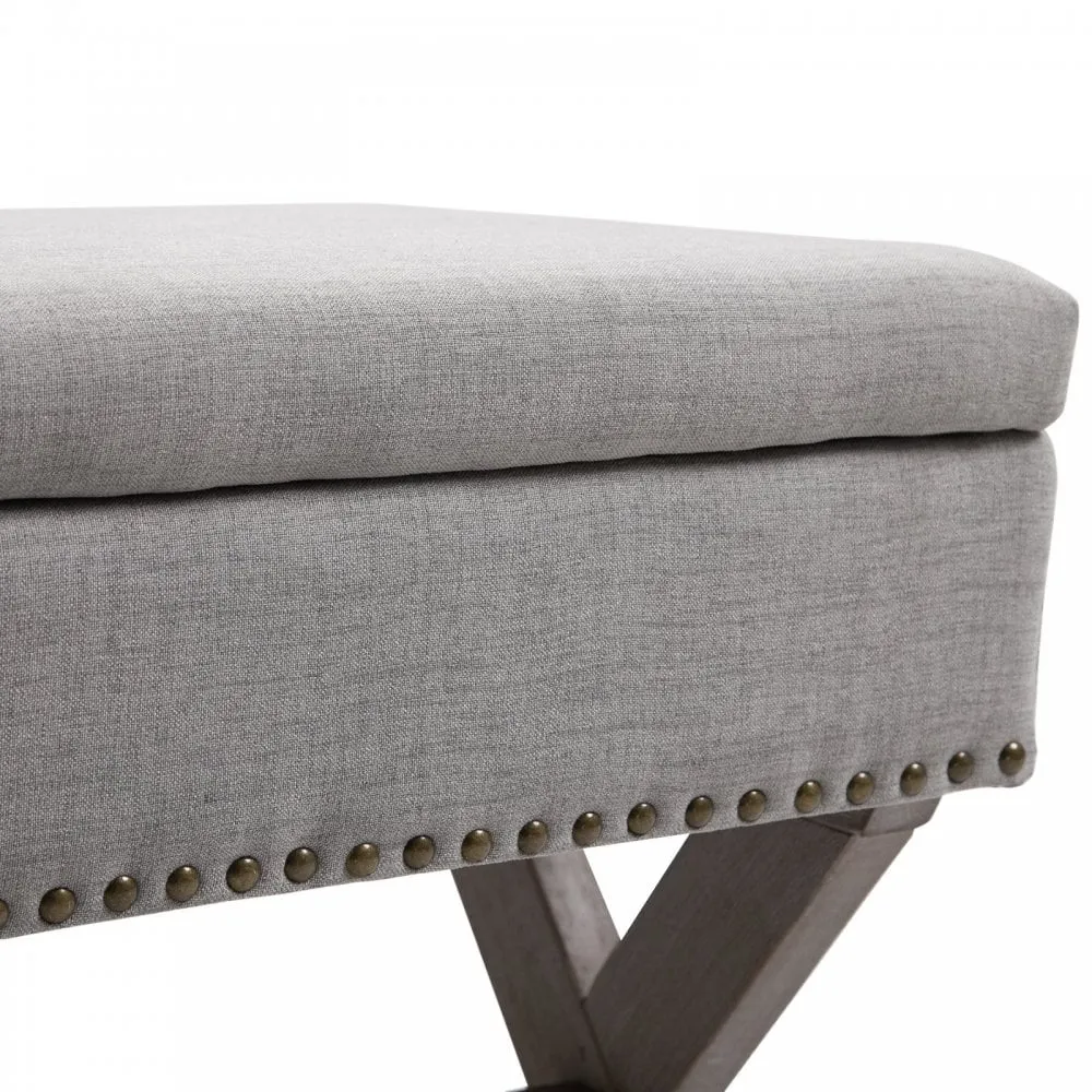 Polyester Upholstered Ottoman Stool Grey