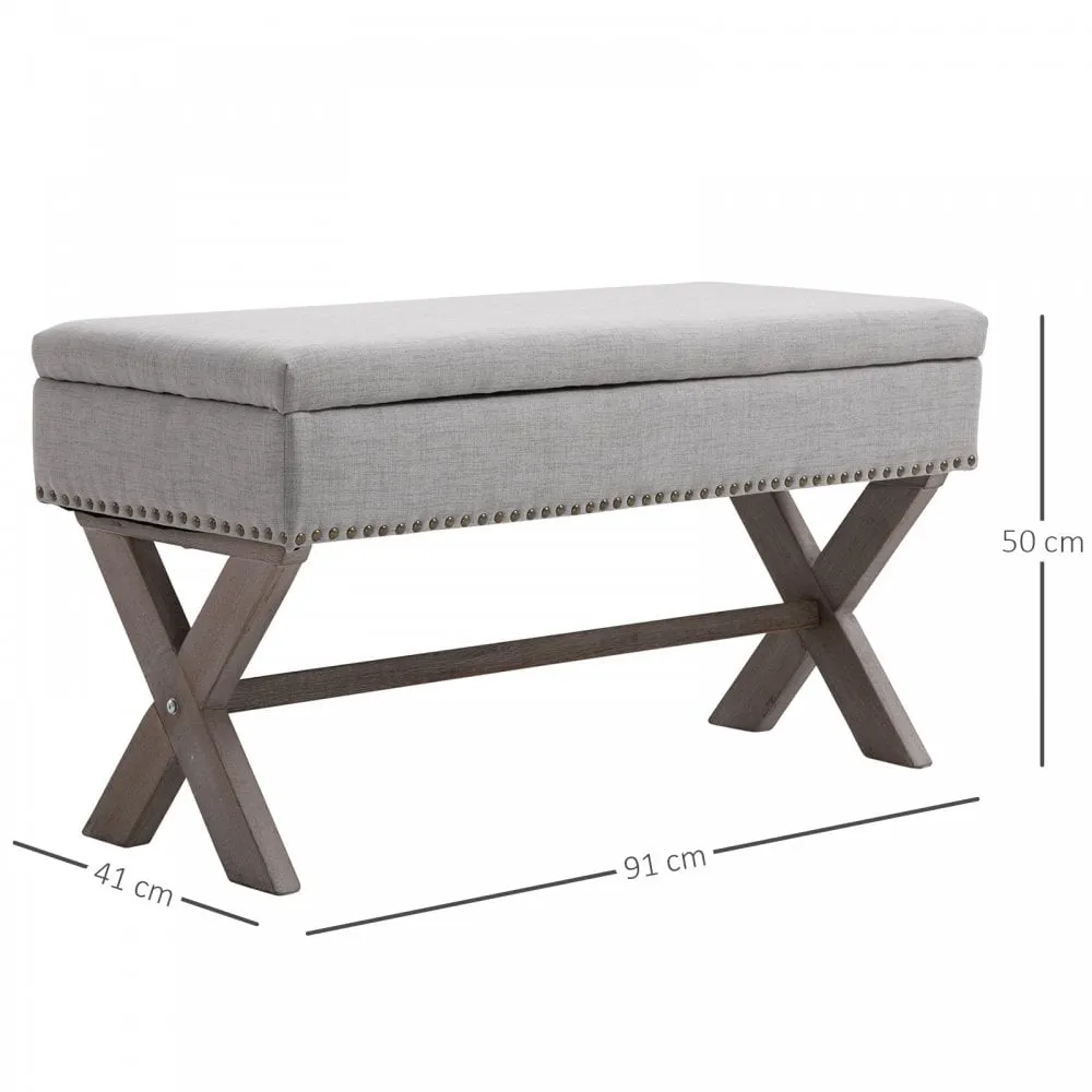 Polyester Upholstered Ottoman Stool Grey