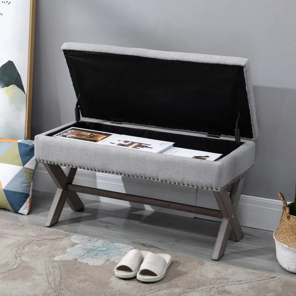 Polyester Upholstered Ottoman Stool Grey