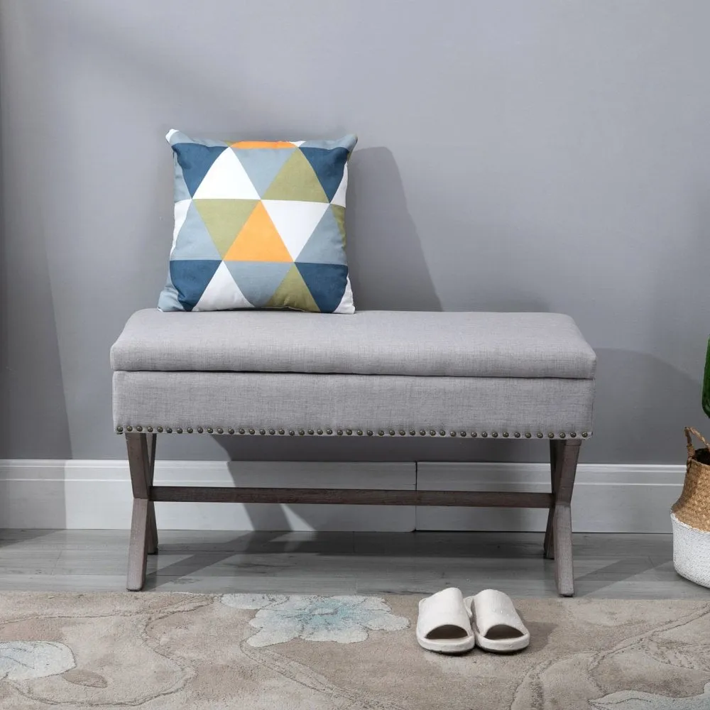 Polyester Upholstered Ottoman Stool Grey