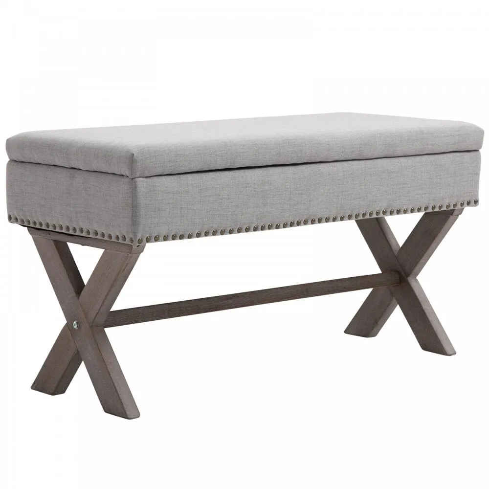 Polyester Upholstered Ottoman Stool Grey