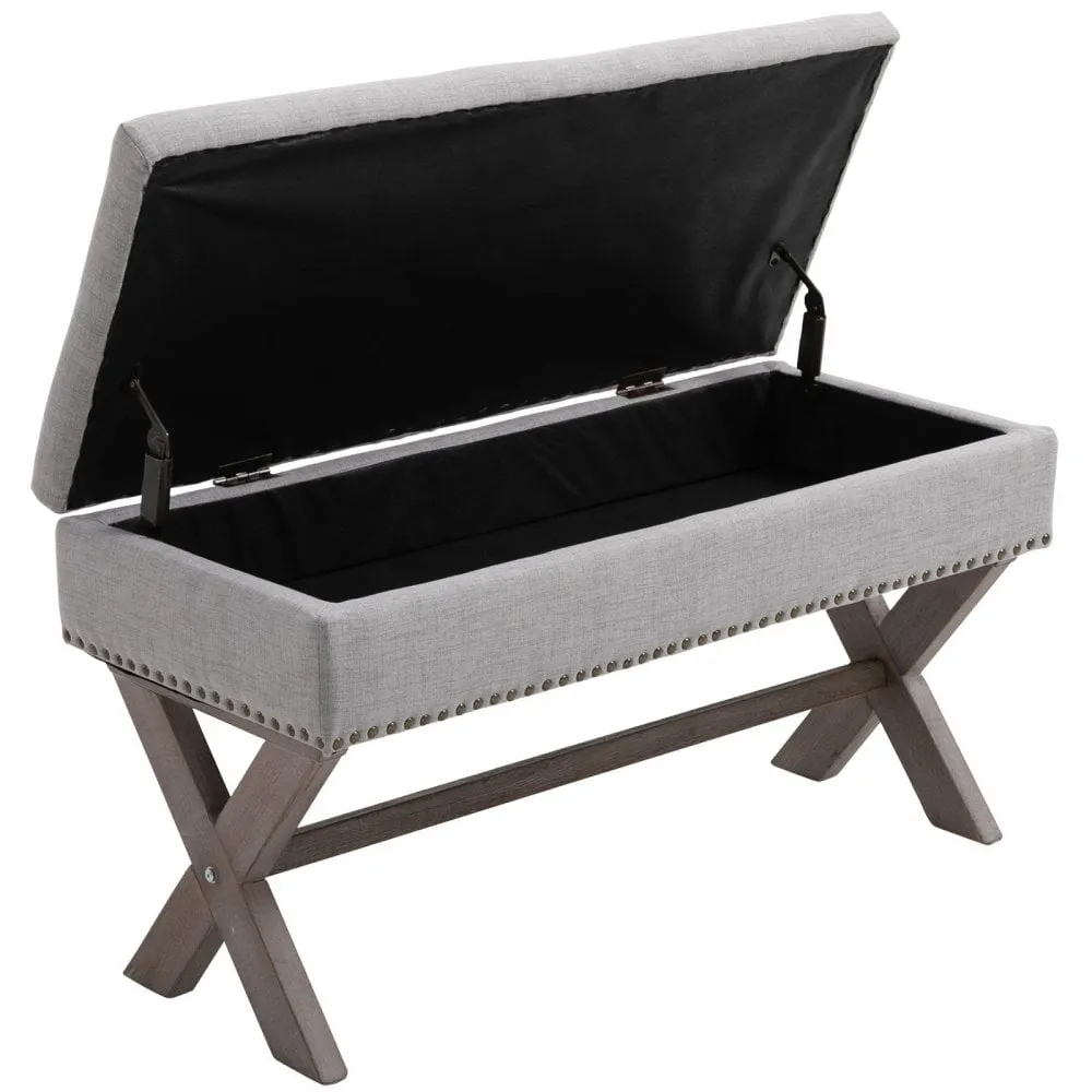 Polyester Upholstered Ottoman Stool Grey