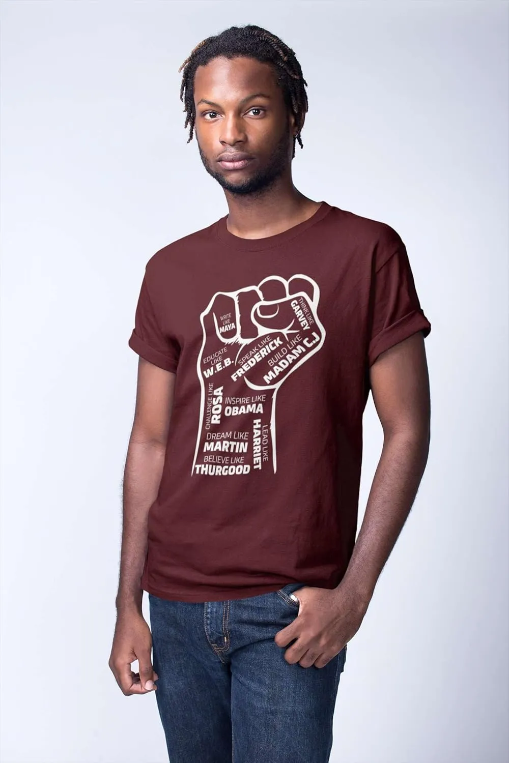 Shop4Ever Inspiring Black Leaders Fist T-Shirt - Women's Red Medium