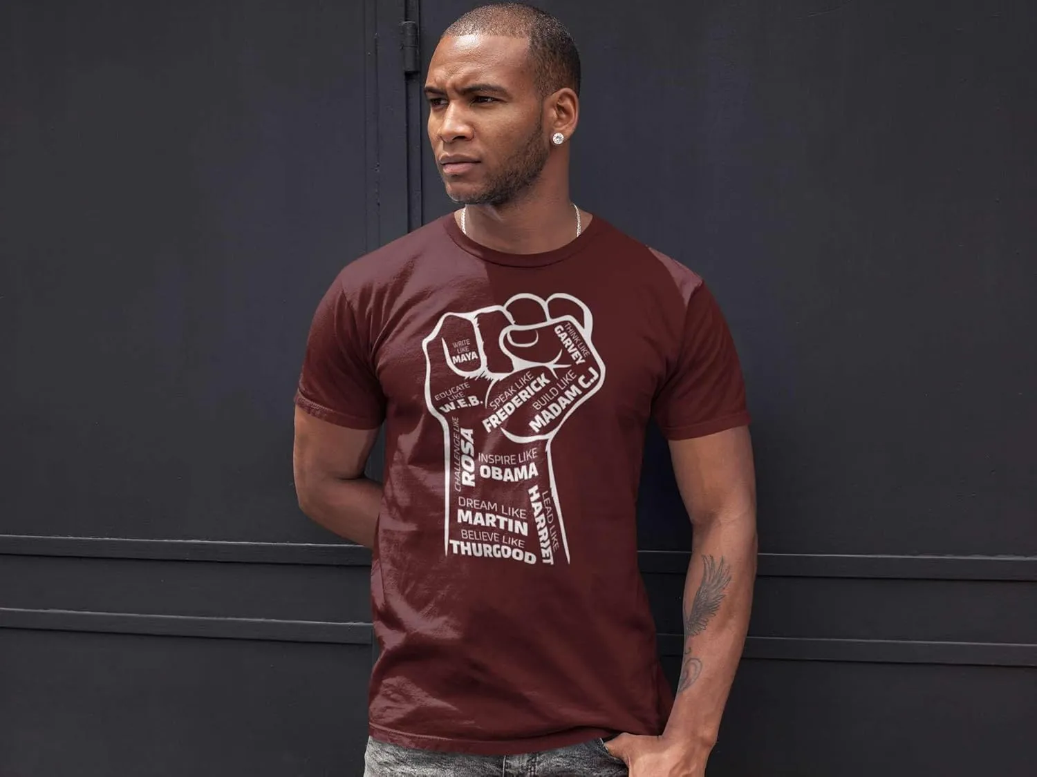 Shop4Ever Inspiring Black Leaders Fist T-Shirt - Women's Red Medium