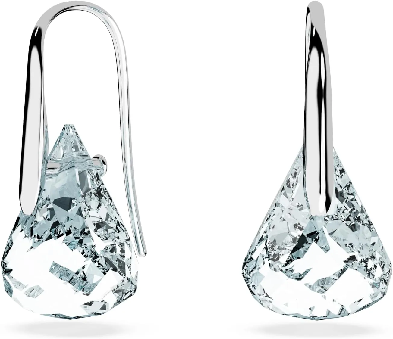 Swarovski Lunar drop earrings, Blue, Rhodium finish