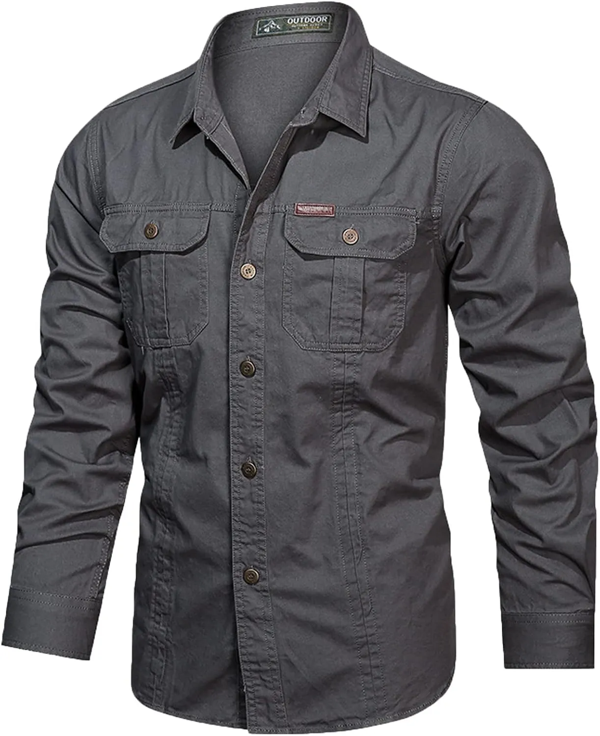 Tactical Shirts for Men Long Sleeve Military Button Up Snap Work Shirt with Pockets Big & Tall Slim Fit Western Tops Camo