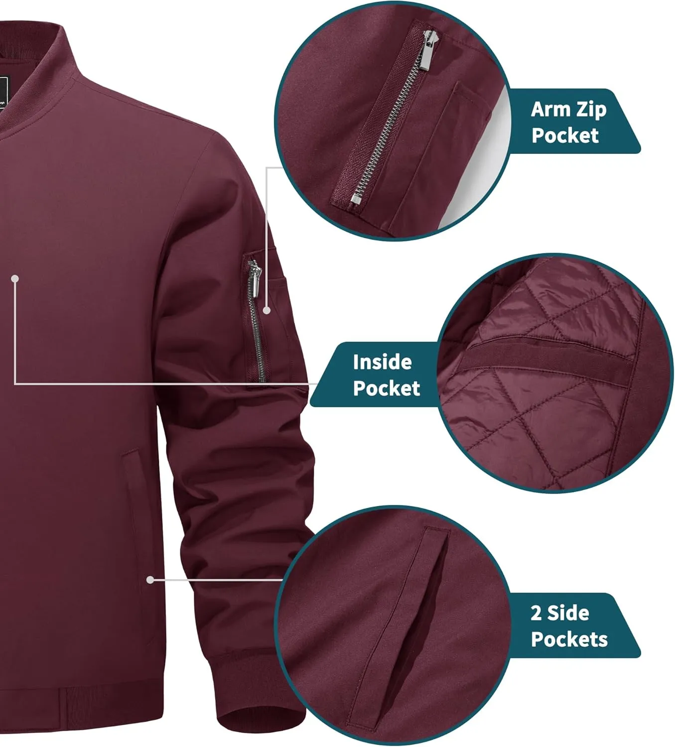 TACVASEN Men's Bomber Jackets Thermal Quilted Jacket Water Resistant Warm Winter Coats