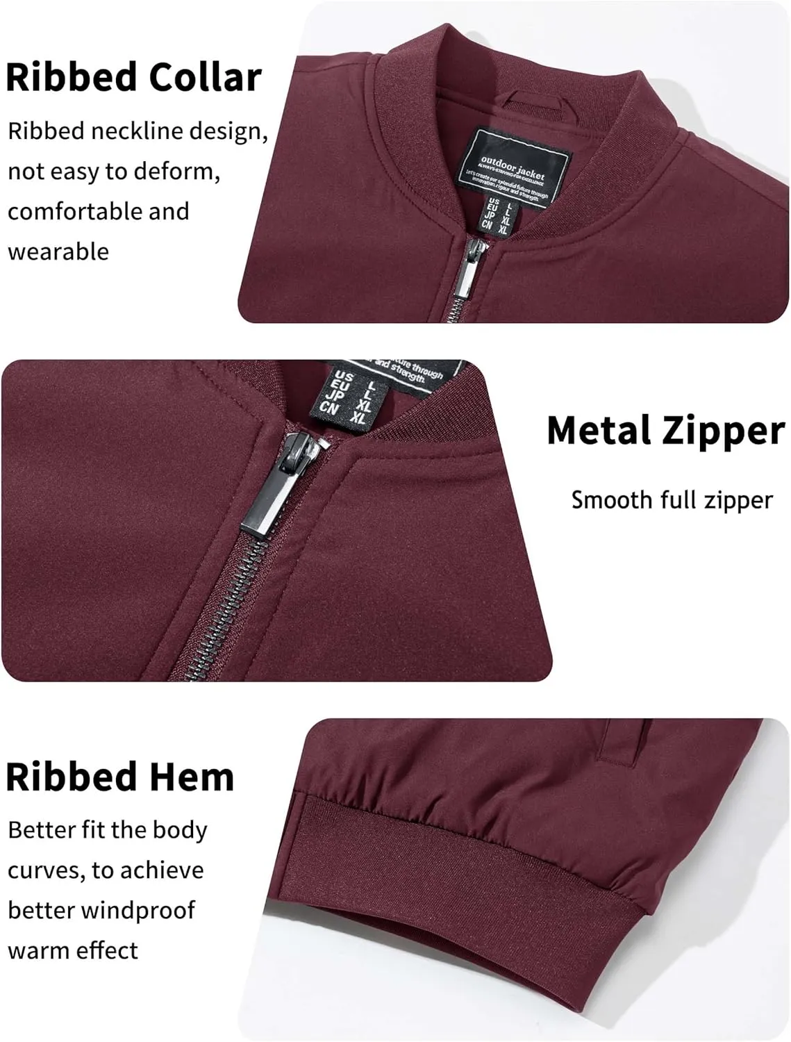 TACVASEN Men's Bomber Jackets Thermal Quilted Jacket Water Resistant Warm Winter Coats