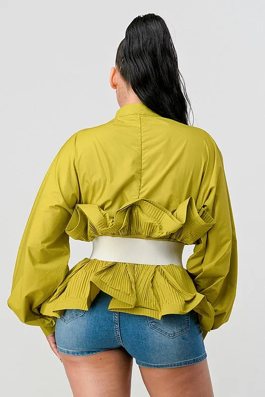 The Lime Light- Ruffled Blouse