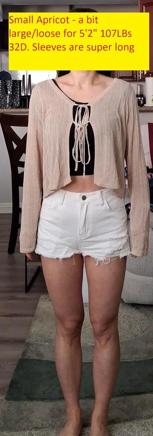 Women's Cute Handmade Cardigan Summer Little Sweater Lightweight Top with Small Flowers Pattern