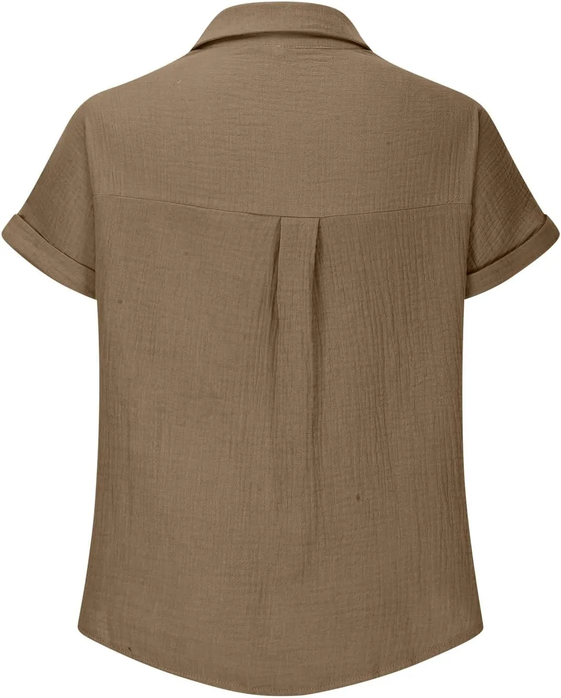 Womens Gauze Shirts Button Down Dress Shirts Casual Short Sleeve Textured Collared Summer Work Blouse Camping Clothes