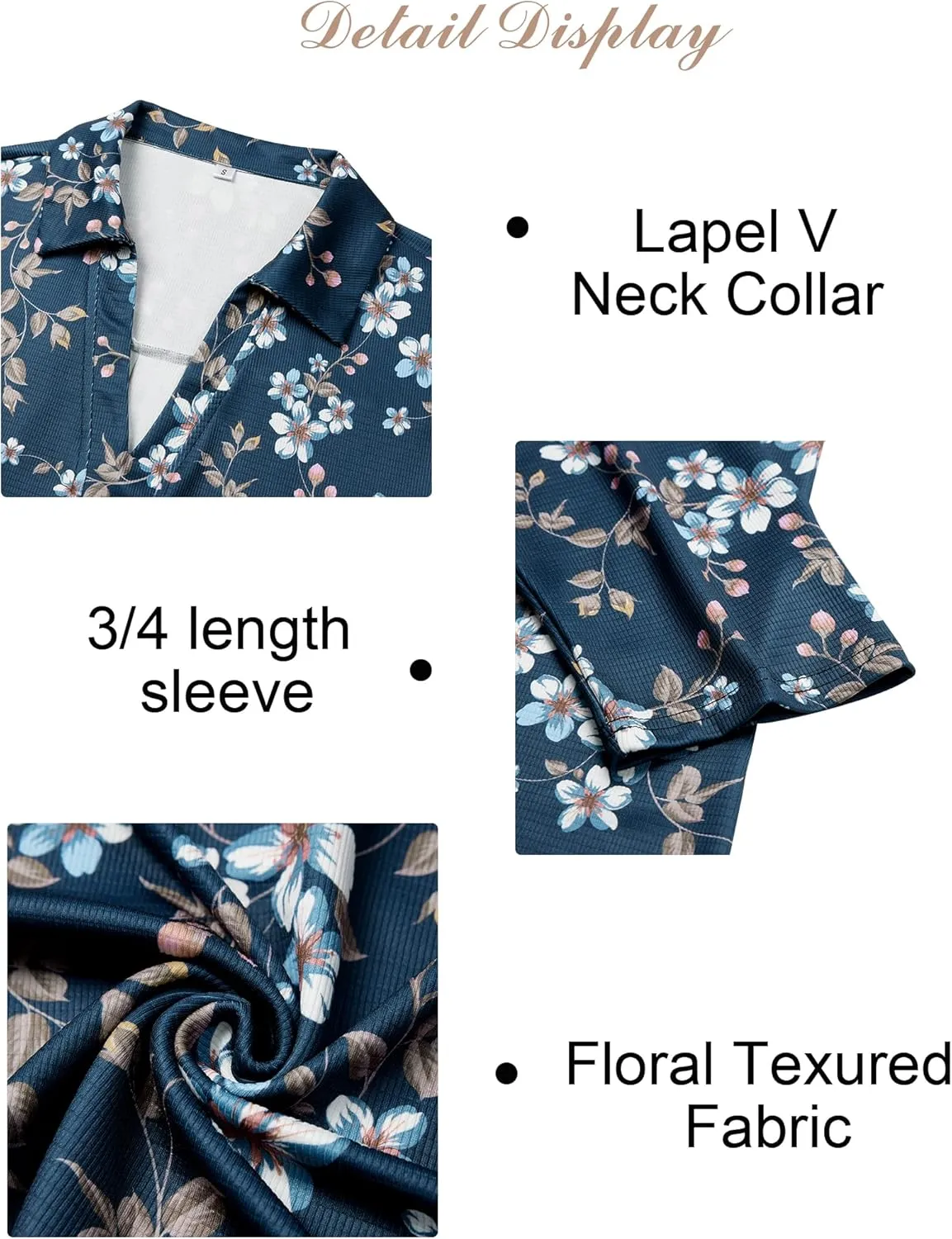 Womens Spring Tunic Tops 2025 3/4 Sleeve Polo Shirts V Neck Collared Tops Business Casual Work Blouses Dressy