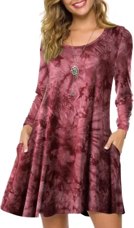 ZENNILO Plus Size Casual T Shirt Dresses for Women Flowy Swing Tunic Dress Pockets
