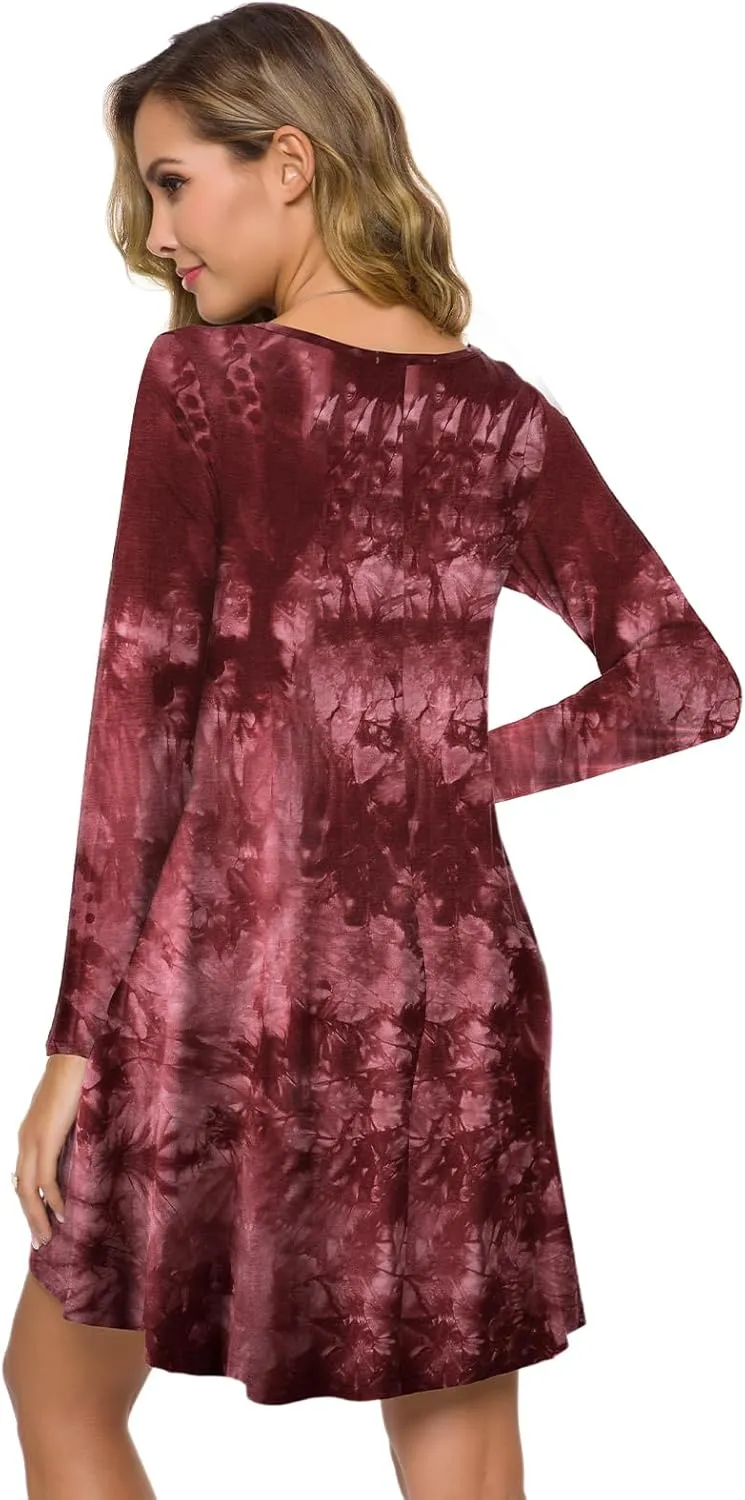 ZENNILO Plus Size Casual T Shirt Dresses for Women Flowy Swing Tunic Dress Pockets
