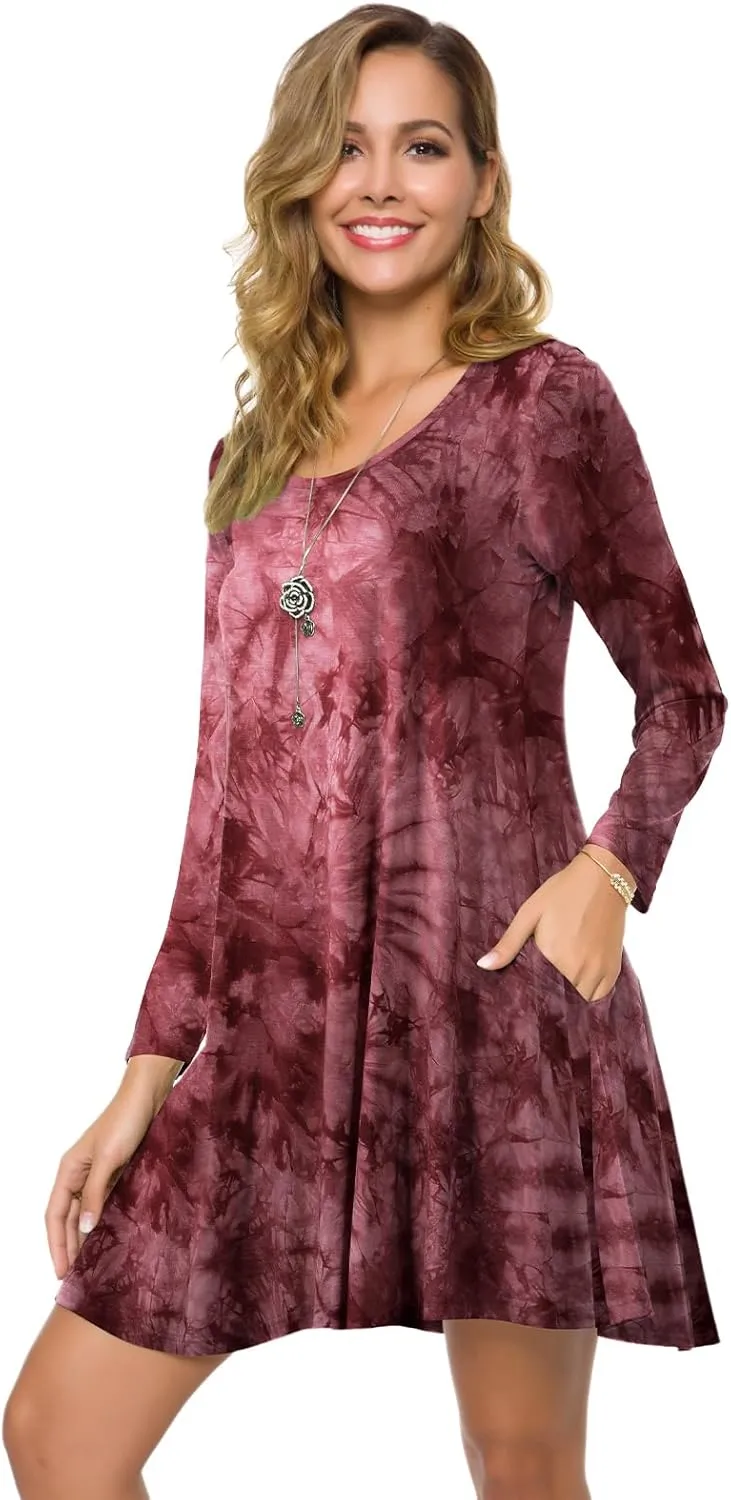 ZENNILO Plus Size Casual T Shirt Dresses for Women Flowy Swing Tunic Dress Pockets