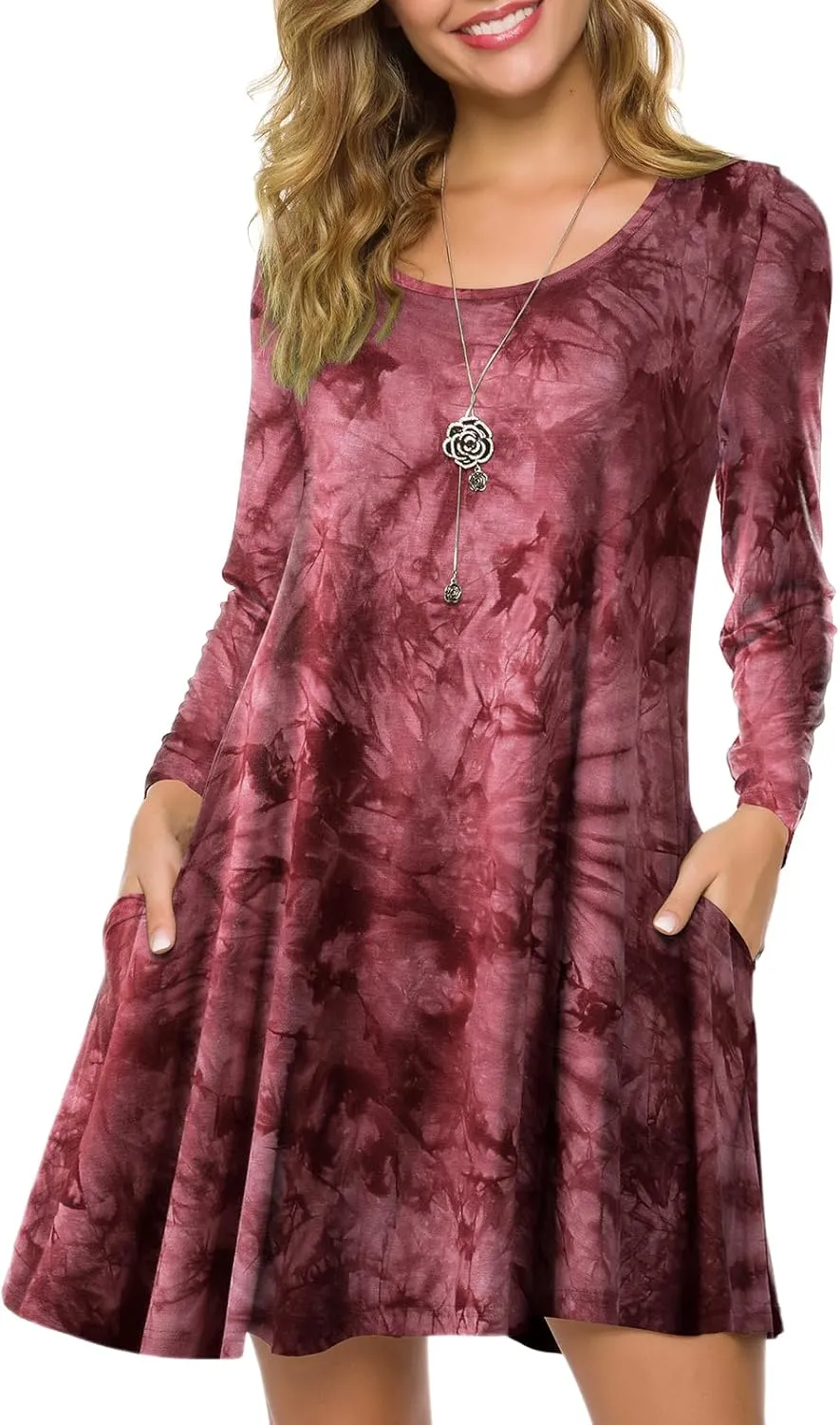 ZENNILO Plus Size Casual T Shirt Dresses for Women Flowy Swing Tunic Dress Pockets
