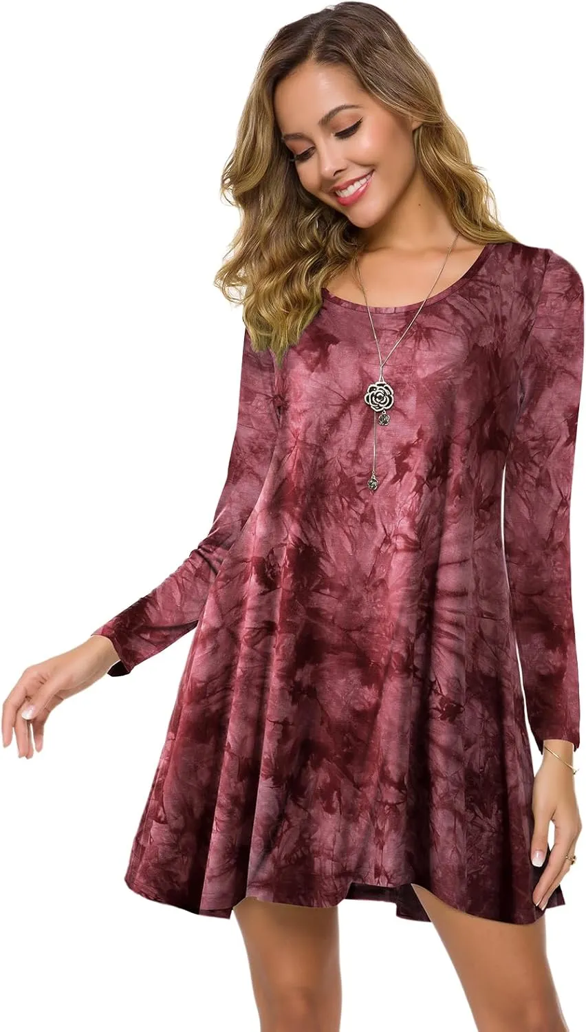 ZENNILO Plus Size Casual T Shirt Dresses for Women Flowy Swing Tunic Dress Pockets