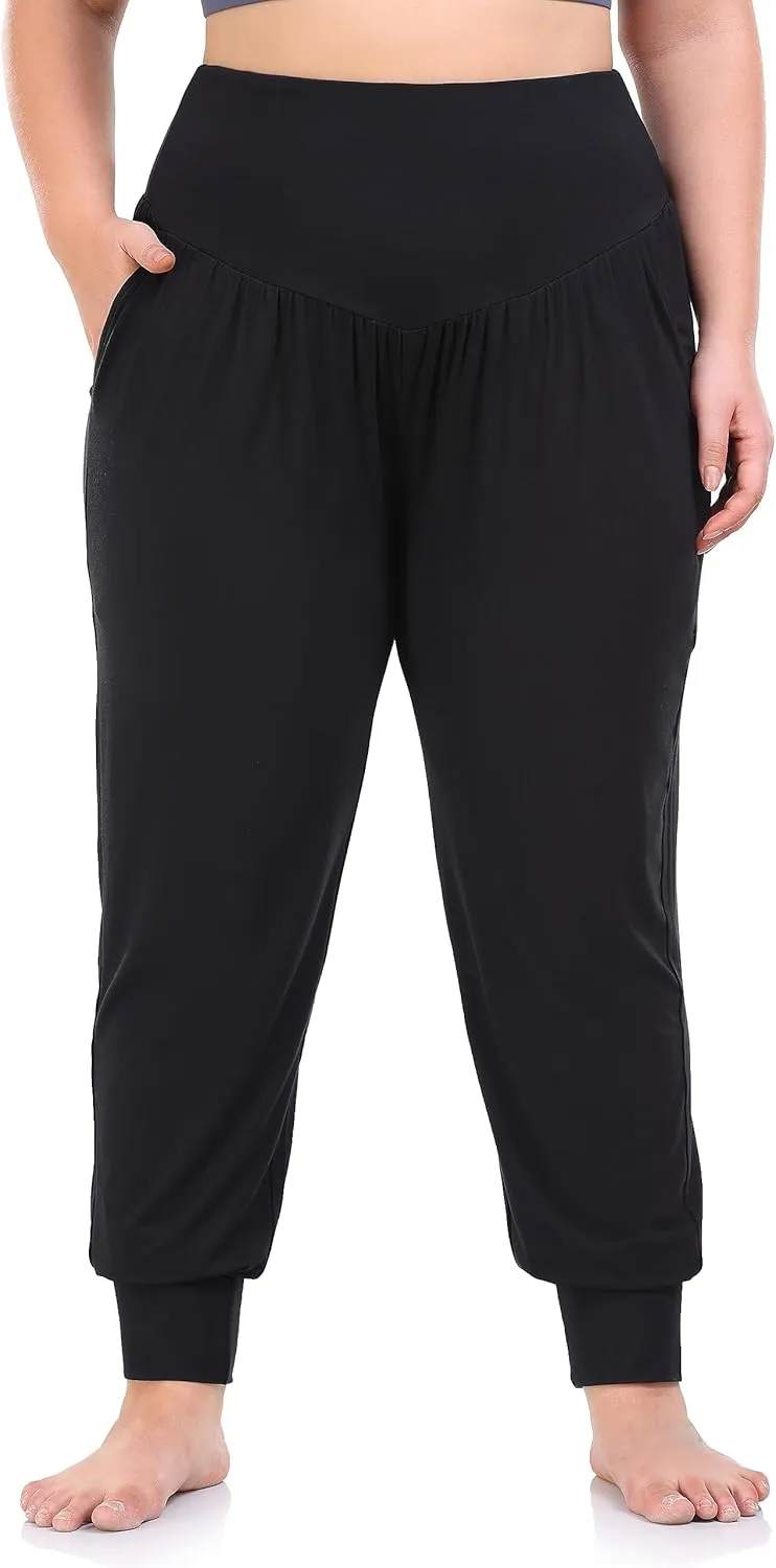 ZERDOCEAN Women's Plus Size Yoga Joggers Pants Casual Comfy Workout Lounge Pants with Pockets
