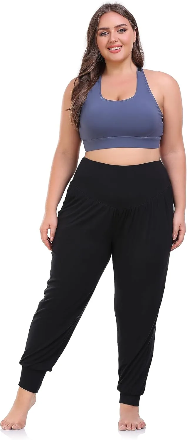 ZERDOCEAN Women's Plus Size Yoga Joggers Pants Casual Comfy Workout Lounge Pants with Pockets
